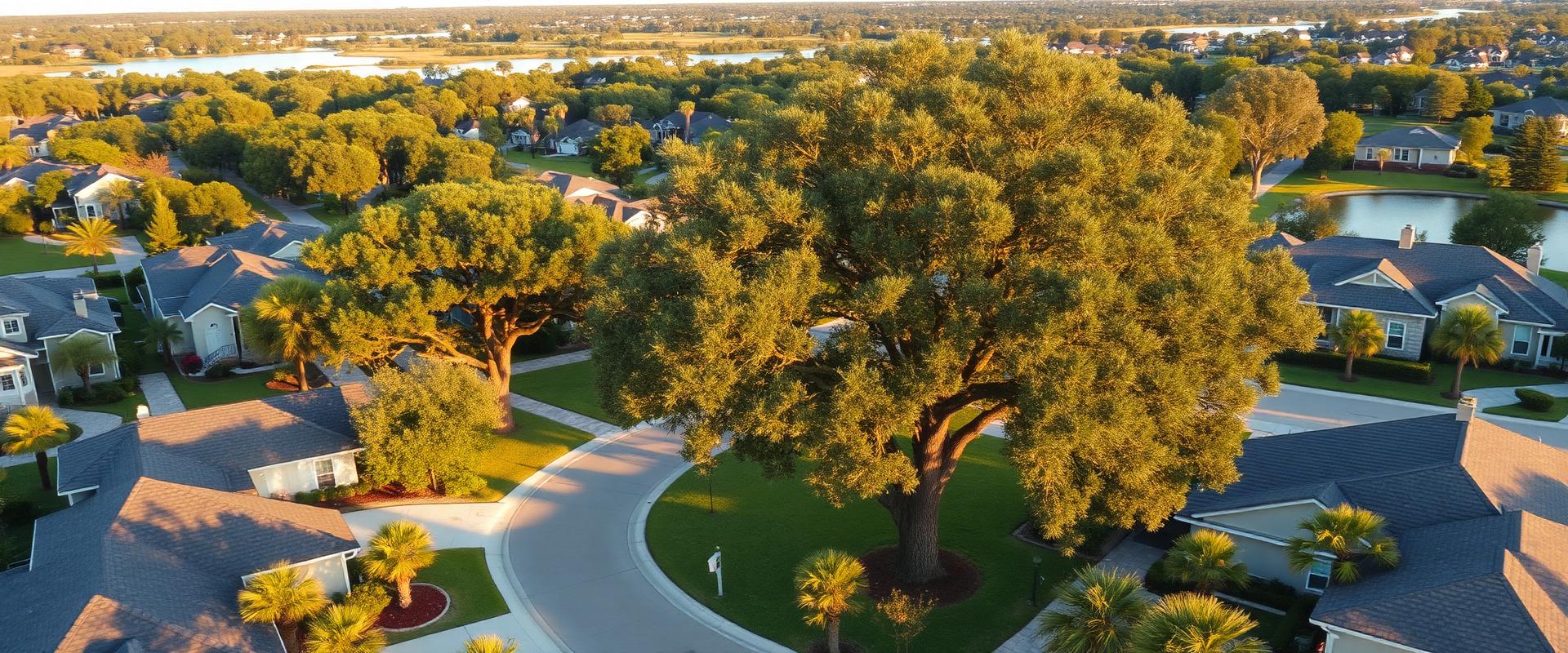 A tree-lined residential community in the Orlando area