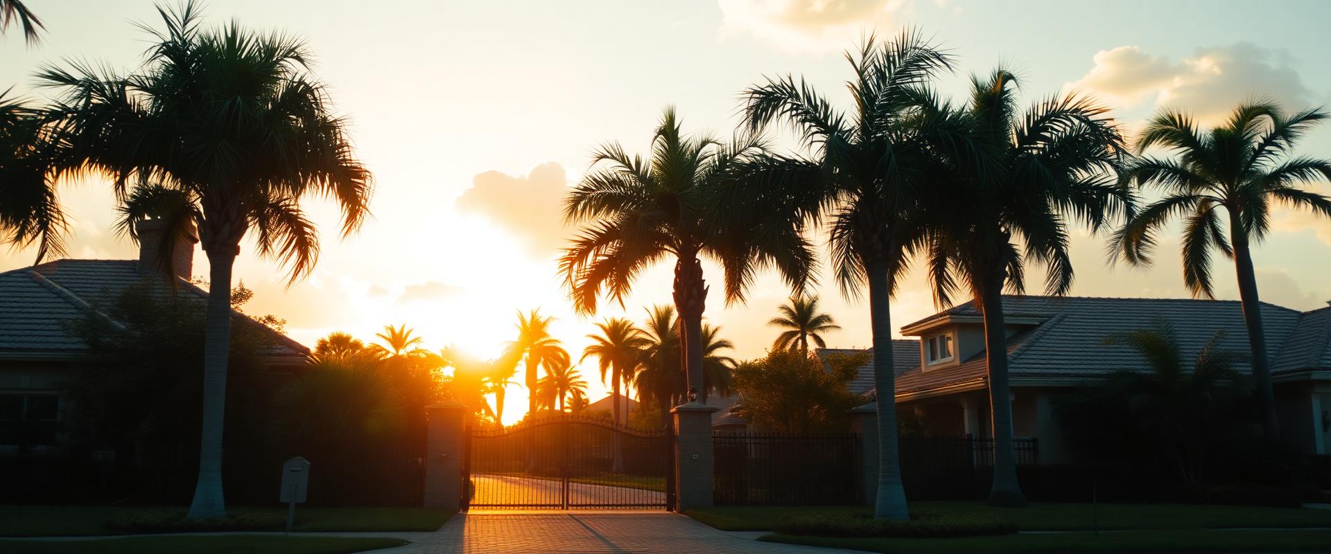 A palm-lined residential neighborhood in South Florida
