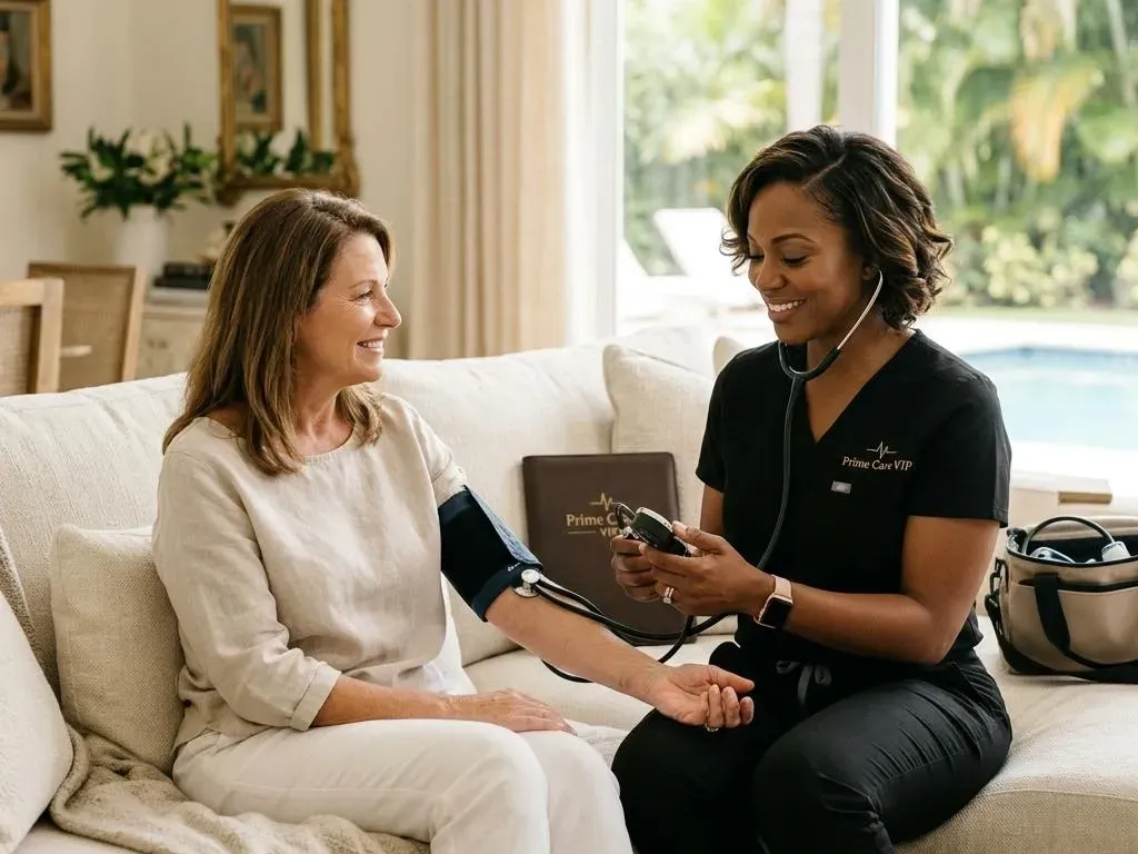 Provider performing a wellness check-up at home